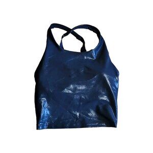 OLD NAVY Active Black Shiny Powersoft Light Support Go Dry Sports Bra Womens XS